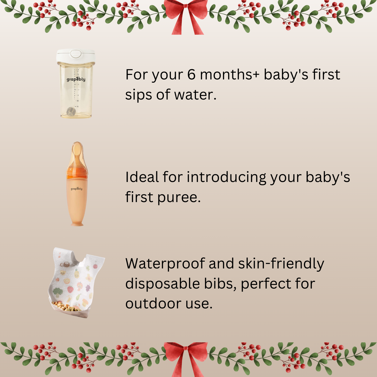 Grapebly First Bites Christmas Bundle [2024 Christmas Edition]  - Perfect for Your Baby's First Christmas