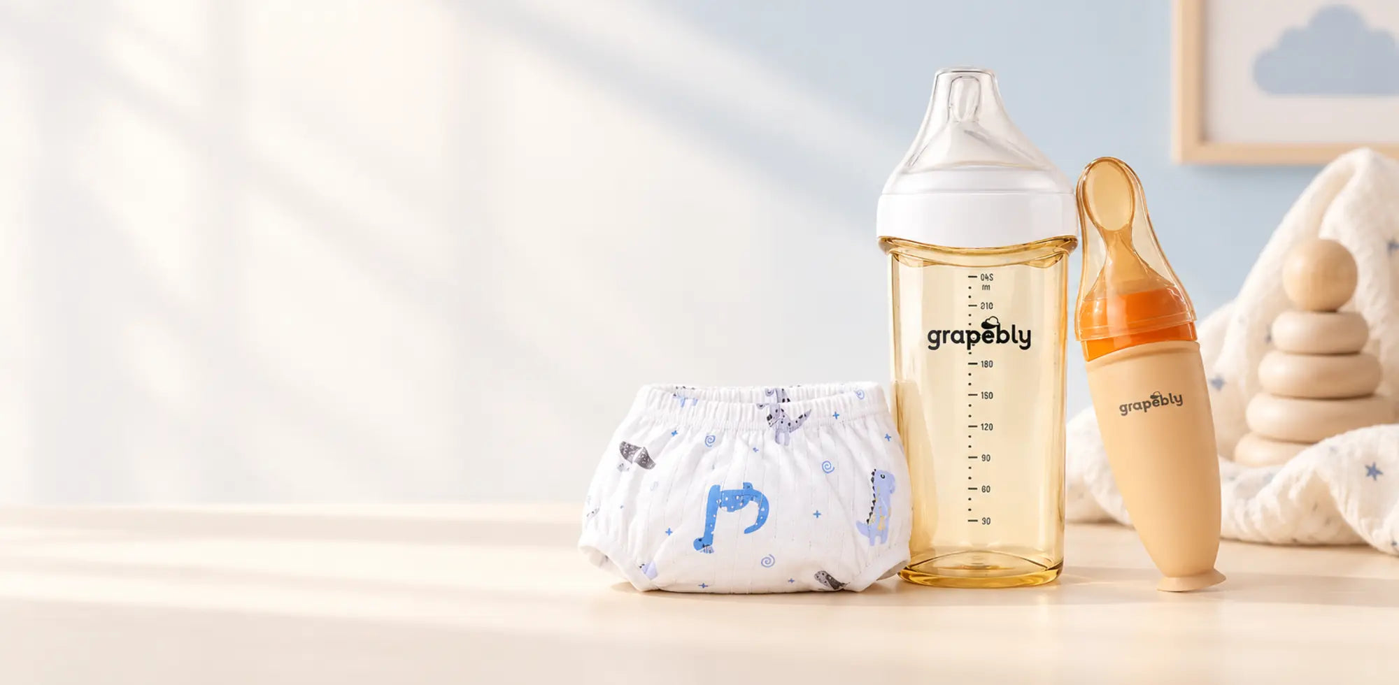 Grapebly baby feeding essentials and reusable training pants