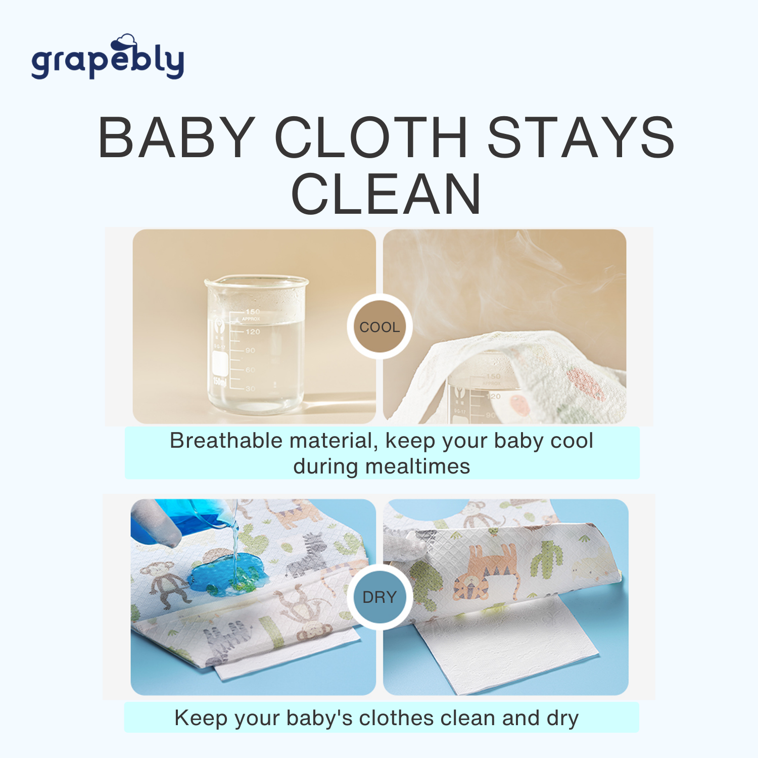 Grapebly Disposable Baby Bibs (20 pcs - Individually Packed)